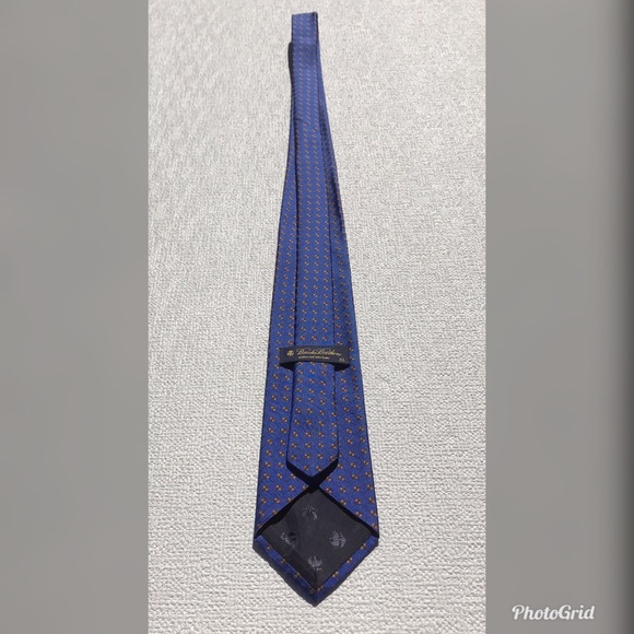 Brooks Brothers XL Blue with Brown Squares Tie - Picture 4 of 5